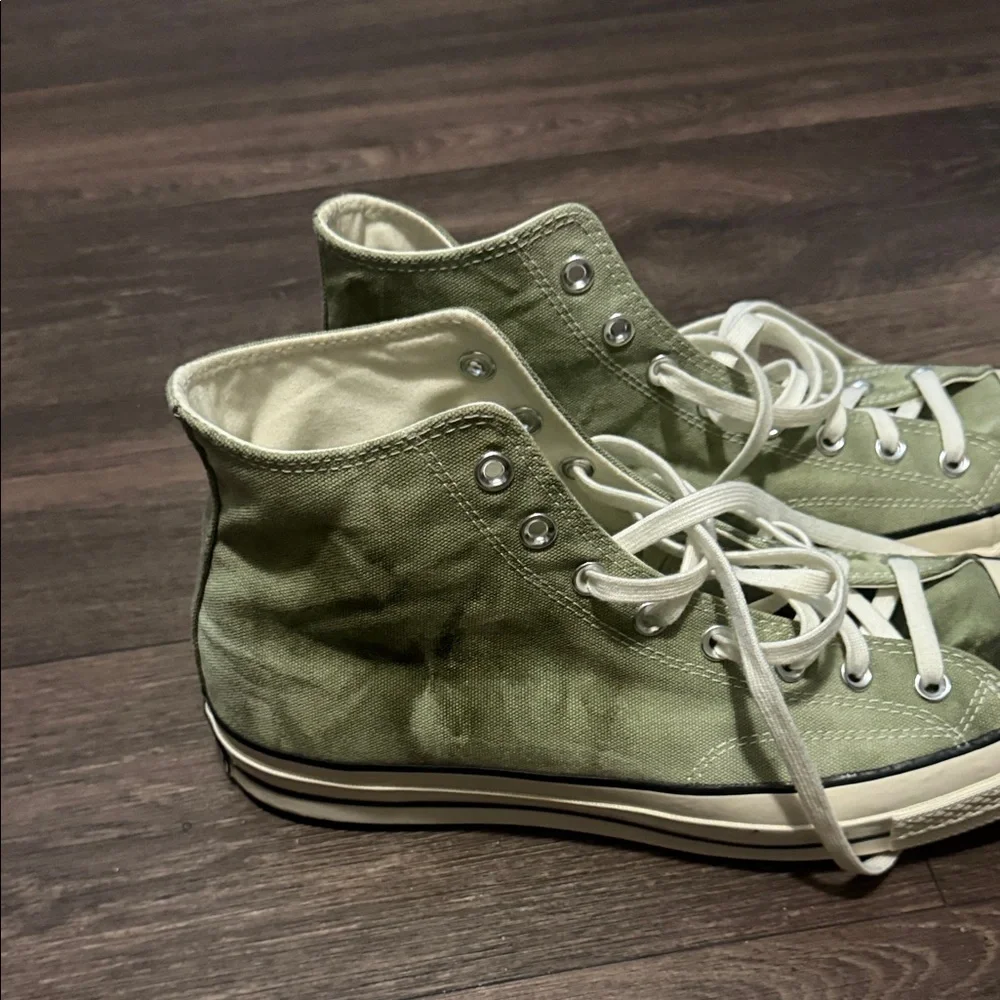Converse High Top Sneakers in Olive Green with White Accents - Picture 3 of 4